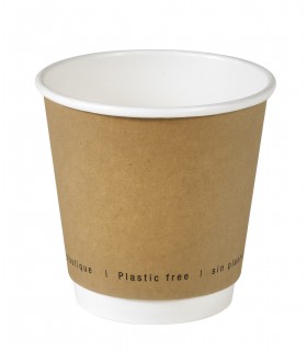 Gobelet en carton brun à double paroi sans matière plastique, Waterbased  H86mm 300ml -25Pcs