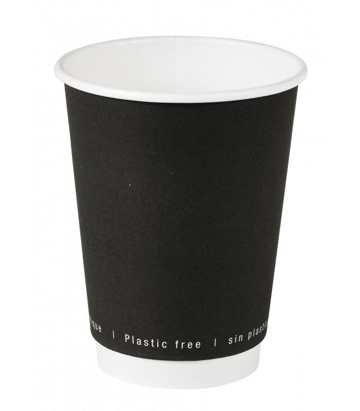 Gobelet en carton noir à double paroi sans matière plastique, Waterbased  H110mm 350ml -25Pcs