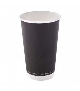 Gobelet en carton noir à double paroi sans matière plastique, Waterbased  H136mm 460ml -25Pcs