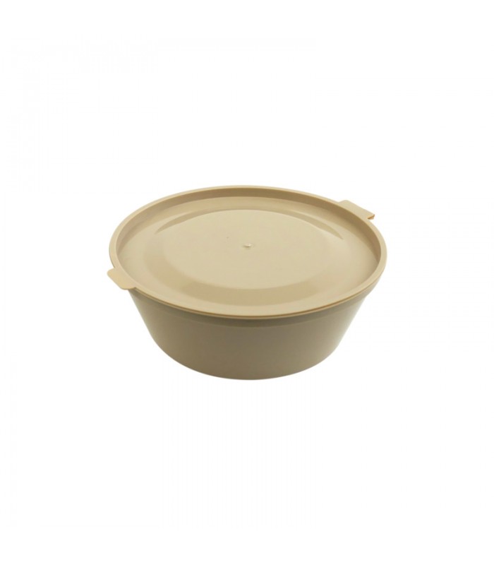 Bol Reemp beige en plastique PP avec couvercle attaché  H36mm 180ml -100Pcs