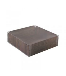 Carré rainé carton décor bois double face+Couv. PET  203,2x203,2mm H63,5mm -50Pcs