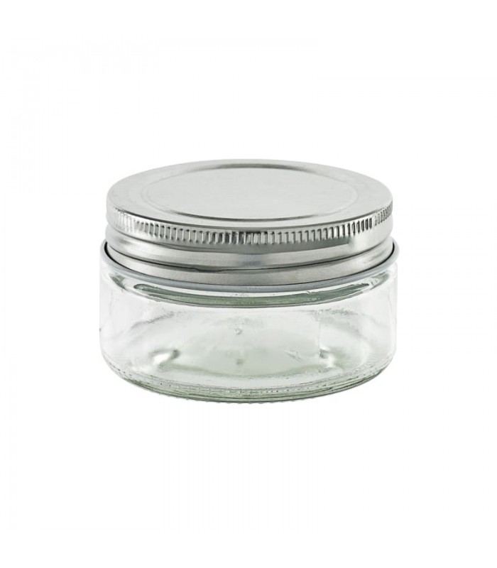 Pot en verre rond avec couvercle en aluminium à visser  H43mm 100ml -20Pcs