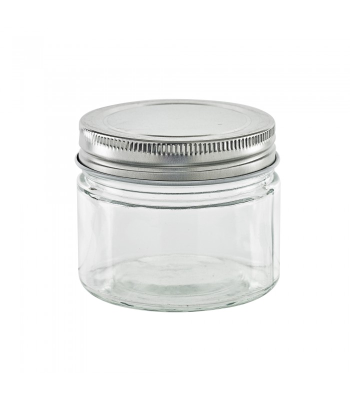 Pot en verre rond avec couvercle en aluminium à visser  H62mm 150ml -20Pcs