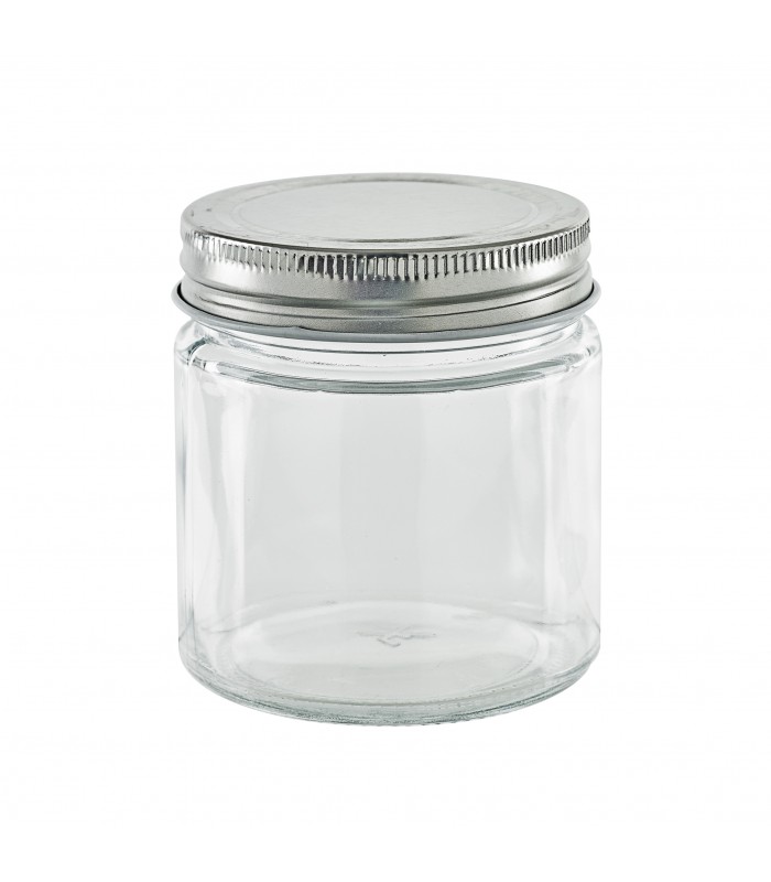 Pot en verre rond avec couvercle en aluminium à visser  H88mm 250ml -20Pcs