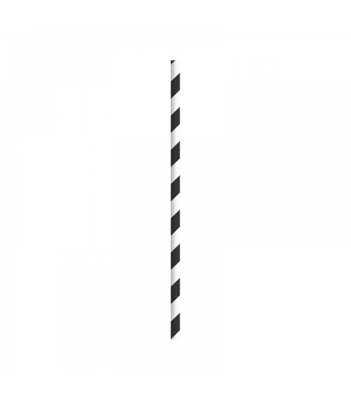 Paille à cocktail en papier noir et blanc  H145mm