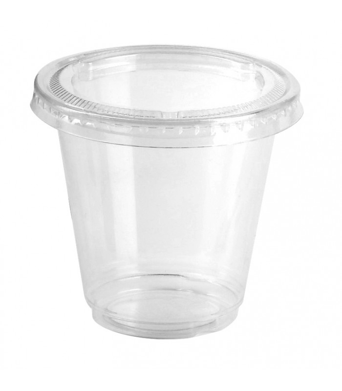 Pot à sauce rond transparent en plastique PP avec couvercle en plastique plat