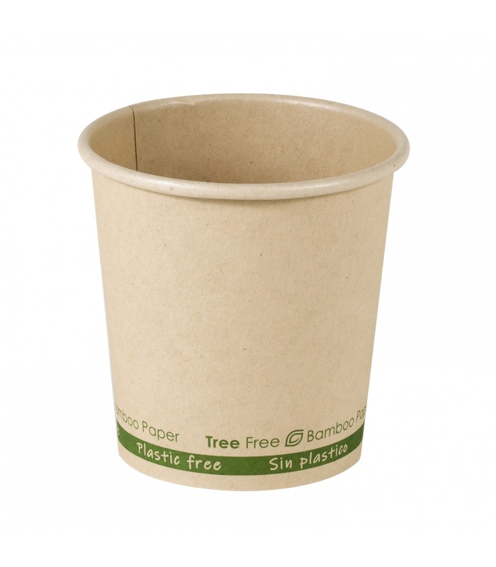 Gobelet beige en carton fibre de bambou sans plastique, Waterbased  H62mm 120ml