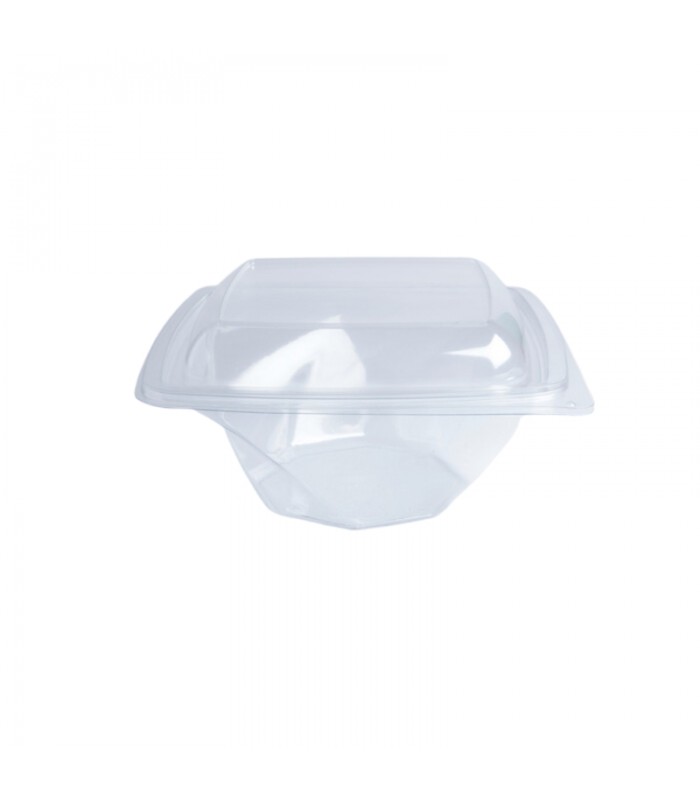 Saladier PET carré transparent vrillé  200x200mm H80mm 1000ml - 400Pcs